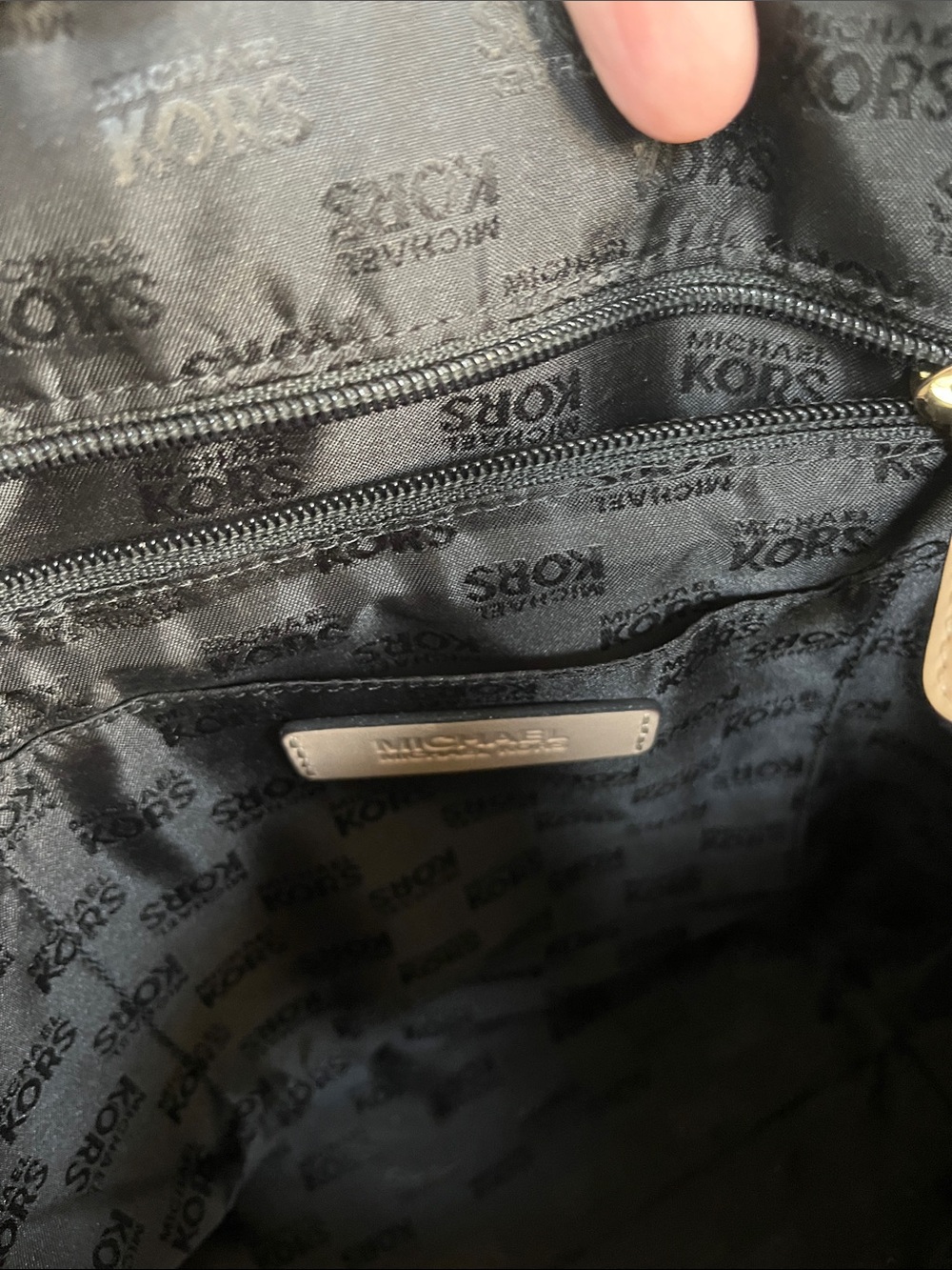 Michael Kors Jet Set Black Leather Tote with Tan Straps and Gold MK Charm - Picture 14 of 16